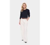 Rundhalspullover SAINT TROPEZ "MilaSZ", Damen, Gr. XXL, blau (night sky), Strick, Obermaterial: 80% Viskose, 20% Polyamid, unifarben, regular fit normal, Rundhals, Pullover Rundhalspullover, Viskosemi