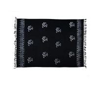 SAIVONA Pareo Sarong Strandtuch Damen - Wickelrock Strand - Handtuch Blickdicht als Wickeltuch oder Handtuchkleid und Wickelkleid Damen - Handarbeit aus Fair Trade Herstellung Batik Palme Schwarz