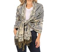 Sakkas 16126 - Liua Lange breite Gewebte Patterned Entwurf Bunt Pashmina-Schal/Schal - Grau - OS