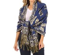 Sakkas 16126 - Liua Lange breite Gewebte Patterned Entwurf Bunt Pashmina-Schal/Schal - Royal Blue - OS