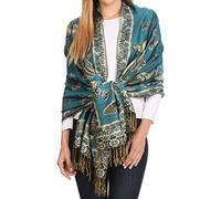 Sakkas 16126 - Liua Lange breite Gewebte Patterned Entwurf Bunt Pashmina-Schal/Schal - Turquoise - OS