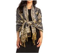 Sakkas 16126 - Liua Langer, breiter, gewebter, gemusterter, mehrfarbiger Pashmina-Schal/Schal - Dunkelgrau - OS