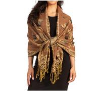 Sakkas 16126 - Liua Langer, breiter, gewebter, gemusterter, mehrfarbiger Pashmina-Schal/Schal - Dunkles Kamel - OS