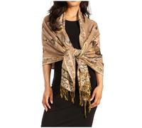 Sakkas 16126 - Liua Langer, breiter, gewebter, gemusterter, mehrfarbiger Pashmina-Schal/Schal - Kamel - OS