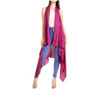 Sakkas 174523 - Ivana Oversized Draped Open Front Sleeveless Cardigan in Tie Dye für Damen - P-Purple - OS
