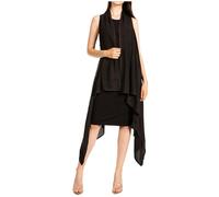 Sakkas 174523 - Ivana Übergroßer drapierter ärmelloser Cardigan mit offener Vorderseite für Damen in Tie Dye - A-Schwarz - OSP