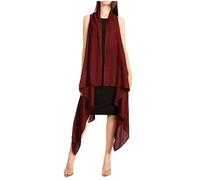 Sakkas 174523 - Ivana Übergroßer, drapierter, ärmelloser Cardigan mit offener Vorderseite für Damen in Tie Dye - A-Burgandy - OS