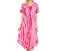 Sakkas 17601 - Yasmin Abbindebatik gestickte Sheer mit Flügelärmeln Sundress | Cover Up - Fucshia - OS