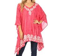 Sakkas 1802 - Alizia - Batikoberteil aus leichtem Batik-Top mit Stickerei, Kaftan, Poncho - Blush - OS