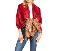 Sakkas 18200 - Gianna Damen-Schal, seidig weich, wendbar, floral gewebt, Pashmina-Schal, Schal, Wickeltuch - 23-D2-Rot - OS