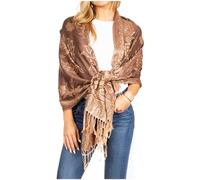 Sakkas 18204 - Damari Damen-Schal, seidig weich, wendbar, mit Rand gewebt, Pashmina-Schal, Schal, Wickeltuch - 23-D4-Braun - OS