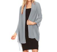 Sakkas 18225 - Jona Frauen Weiche schiere Chiffon Braut Hochzeit Abend Schal Schal Wrap Stola - Silver Grey - 7029