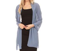 Sakkas 18225 - Jona Frauen Weiche schiere Chiffon Braut Hochzeit Abend Schal Schal Wrap Stola - Stahl Blau - 7029