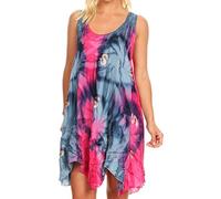 Sakkas 191476 - Artemi Women Casual Short Tie-Dye Ärmelloses, Loses Trägerkleid vertuschen - 191477-PinkNavy - OSP