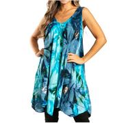 Sakkas 191476 - Artemi Women Casual Short Tie-Dye Ärmelloses, Loses Trägerkleid vertuschen - 191477-Turqray - OS