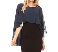 Sakkas 1921 - Anya Womens Chiffon Brautjungfer Braut Cape Wickel Bolero Shrug - Navy - OS