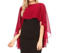 Sakkas 1921 - Anya Women's Soft Chiffon Wedding Bridesmaid Bridal Cape Wrap Bolero Shrug - Rot - OS