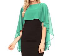 Sakkas 1921 - Anya Women's Soft Chiffon Wedding Bridesmaid Bridal Cape Wrap Bolero Shrug - Seafoam - OS