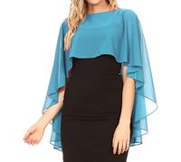 Sakkas 1921 - Anya Women's Soft Chiffon Wedding Bridesmaid Bridal Cape Wrap Bolero Shrug - Türkis - OS