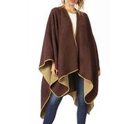 Sakkas 1930 - Mari Frauen Reversible Large Poncho Shawl Wrap Schal Cape Ruana Blanket - Brown - OS