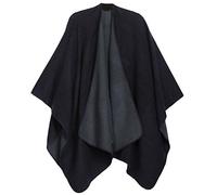 Sakkas 1930 - Mari Frauen Reversible Large Poncho Shawl Wrap Schal Cape Ruana Blanket - Navy - OS