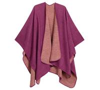 Sakkas 1930 - Mari Frauen Reversible Large Poncho Shawl Wrap Schal Cape Ruana Blanket - Rose - OS