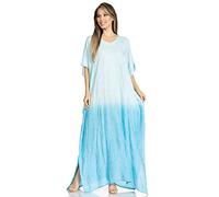 Sakkas 2019 - Pilar Petit Damen Casual Langarm Strand Maxi Kaftan Kaftan Kleid - 13-Blau - OS