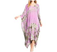 Sakkas 2025 - Clementine Damen Tie Dye Kaftan Kleid/Cover Up Beach Kaftan Boho Sommer - 37-Lavendel - OS