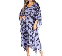 Sakkas 2025 - Clementine Damen Tie Dye Kaftan Kleid/Cover Up Strand Kaftan Boho Sommer - 36-Blau - OS