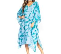 Sakkas 2025 - Clementine Damen Tie Dye Kaftan Kleid/Cover Up Strand Kaftan Boho Sommer - 36-GrünBlau - OS