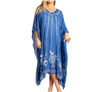 Sakkas 2027 - Clementine Third Damen Tie Dye Kaftan Kleid/Cover Up Strand Kaftan Sommer - 41-Denimblue - OS