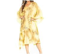 Sakkas 2027 - Clementine Third Damen Tie Dye Kaftan Kleid/Cover Up Strand Kaftan Sommer - 42-Gelb - OS