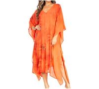 Sakkas 2027 - Clementine Third Damen Tie Dye Kaftan Kleid/Cover Up Strand Kaftan Sommer - 42-Orange - OS