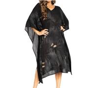 Sakkas 2027 - Clementine Third Damen Tie Dye Kaftan Kleid/Cover Up Strand Kaftan Sommer - 42-Schwarz - OS