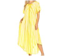 Sakkas 60SE Melika Abbindebatik Kaftan Kleid - Gelb - One Size