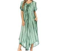 Sakkas 60SE Melika Abbindebatik Kaftan Kleid - Grün - One Size