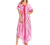 Sakkas 60SE Melika Abbindebatik Kaftan Kleid - Rosa - One Size
