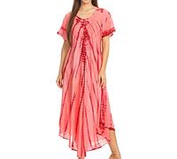 Sakkas 60SE Melika Abbindebatik Kaftan Kleid - Rot - One Size