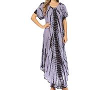 Sakkas 60SE Melika Tie Dye Kaftankleid - Schwarz/Lila - OS