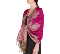 Sakkas 70" x 28" Big Paisley Jacquard doppelschichter Viskose Pashmina Schal/Stola - Fuscia