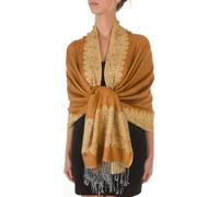 Sakkas 70" x 28" Boderder Pattern doppelschichtiger Pashmina Feel Schal/Stola - Dark Goldenrod