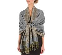 Sakkas 70" x 28" Boderder Pattern doppelschichtiger Pashmina Feel Schal/Stola - Gray
