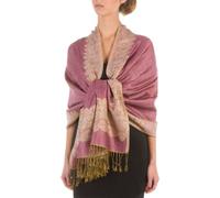 Sakkas 70" x 28" Boderder Pattern doppelschichtiger Pashmina Feel Schal/Stola - Mauve