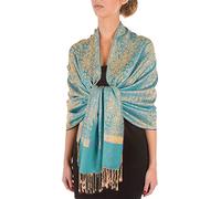 Sakkas 70" x 28 "Paisley selbst Design-Schal/Wrap/Stola - TürkisGold