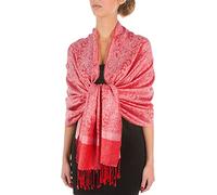 Sakkas 70" x 28 "Paisley Selbst Design-Schal/Wrap/Stola - TulipRed