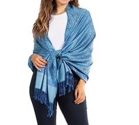 Sakkas 70" x 28 "Paisley Self-Design-Schal/Wrap/Stola - Blau