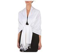 Sakkas 78" x 28" Eco-Friendly Bamboo Rayon Soft Solid Pashmina Schal/Stola - Weiß