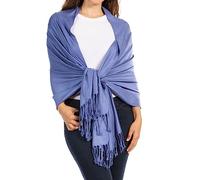 Sakkas 78 "x 28" Eco-Friendly Bamboo Rayon weiche Fest Pashmina Schal/Wrap/Stola - Stahlblau