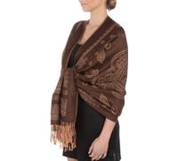 Sakkas FUPashPais95AG-1 Lightweight Zwei Tone Paisley Design Pashmina Fringe Schal/Stola/Wrap - Braun/Beige