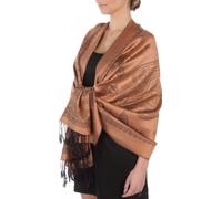 Sakkas FUPashPais95AG-1 Lightweight Zwei Tone Paisley Design Pashmina Fringe Schal/Stola/Wrap - Camel/Schwarz
